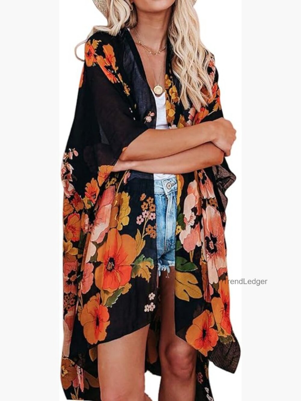 Chiffon Kimono Cardigan Lightweight Batwing Summer Boho Sheer Coverup